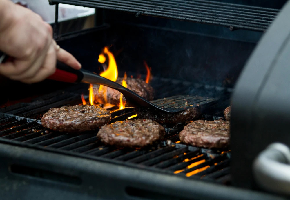 grilling burgers on a wood pellet grill